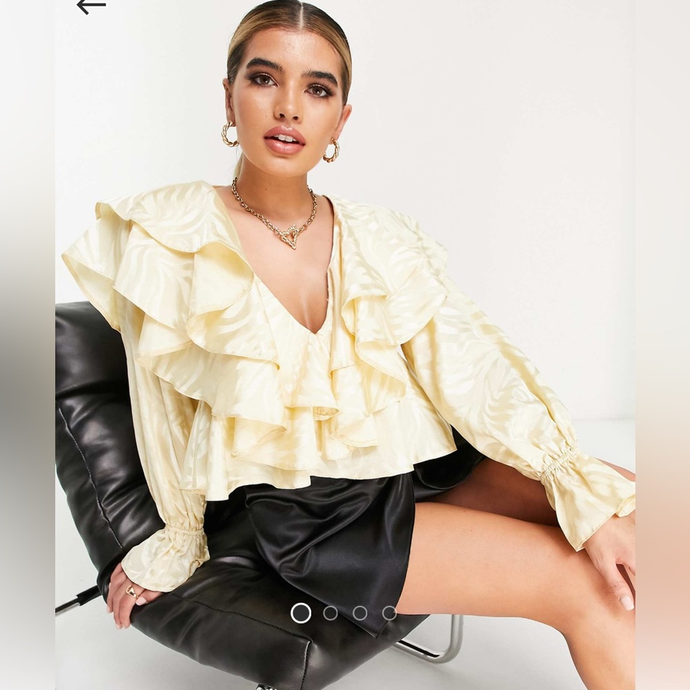 ASOS Cream Ruffle Blouse - Picture 2 of 5